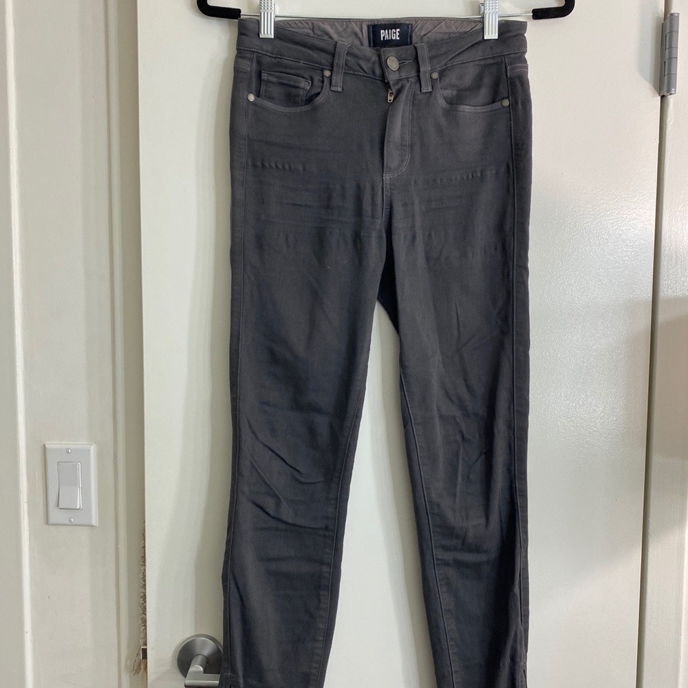 Dark gray paige denim jeans with zipper